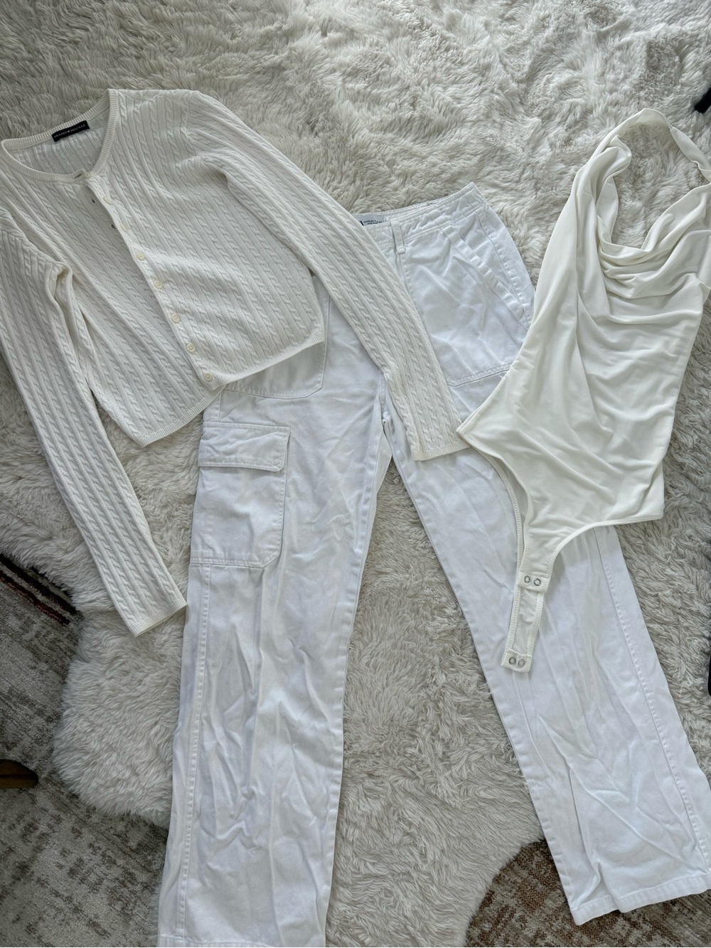 Brandy Melville White Cardigan Wide-Leg Cargo Pants Zara